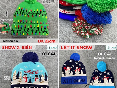 Nón Noel vải len có Led chớp nháy [Co giãn - Nhiều kiểu] NON-X-11